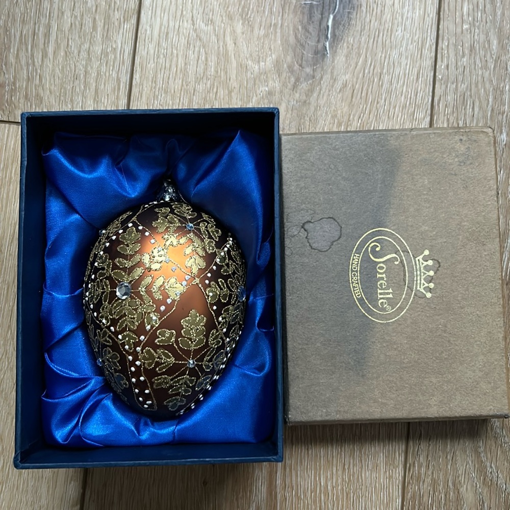 Beautiful Sorelle Egg Shaped Ornament in Box Embellished Christmas Hand …